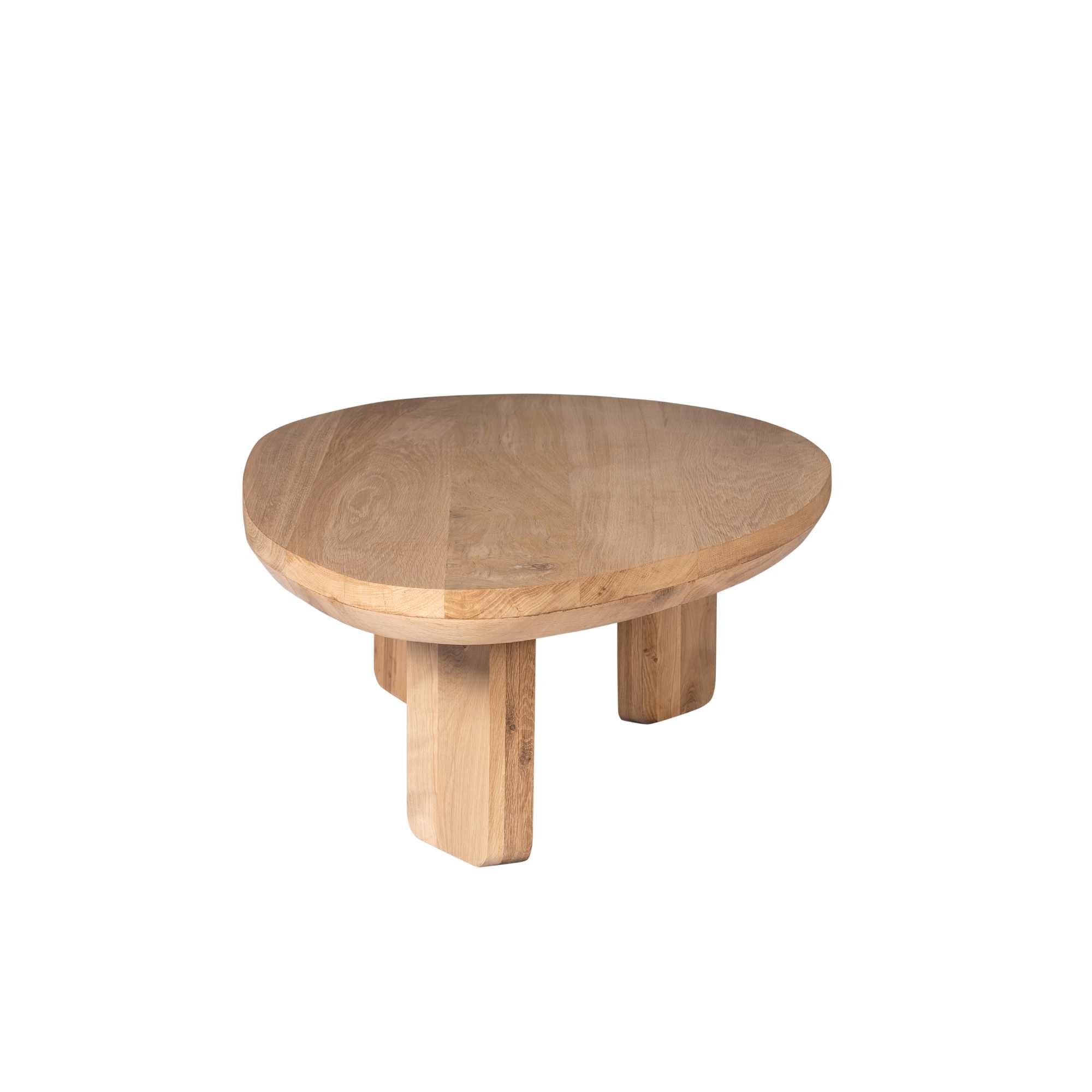 Couchtisch Zillah – Eiche natur, dreieckiges Design mit sanften Rundungen, 130 x 70 x 35 cm