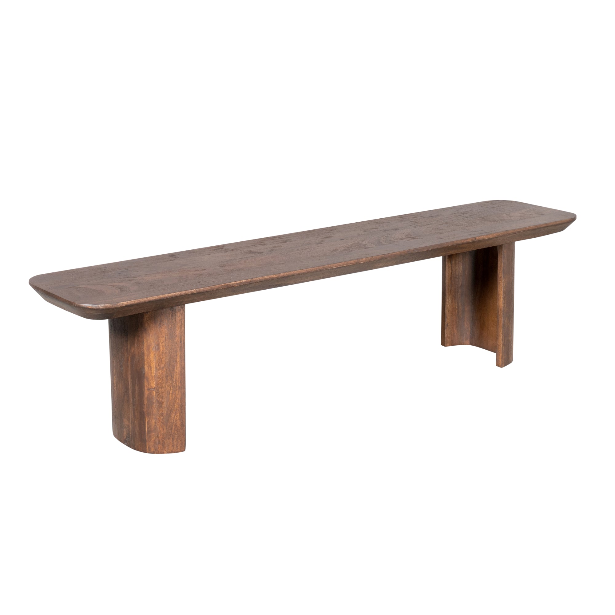 Esszimmerbank Lunero Braun – Sitzbank aus Mangoholz mit halbrunden Beinen, 220 x 38 x 45 cm, massiv & modern