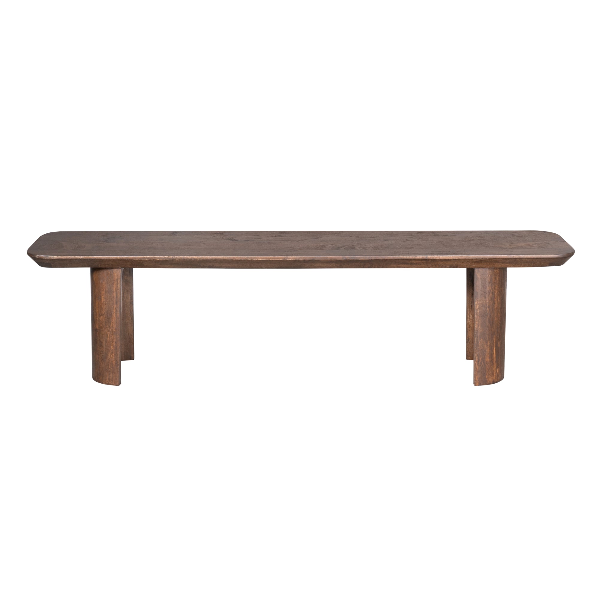 Esszimmerbank Lunero Braun – Sitzbank aus massivem Mangoholz mit halbrunden Beinen, 280 x 38 x 45 cm