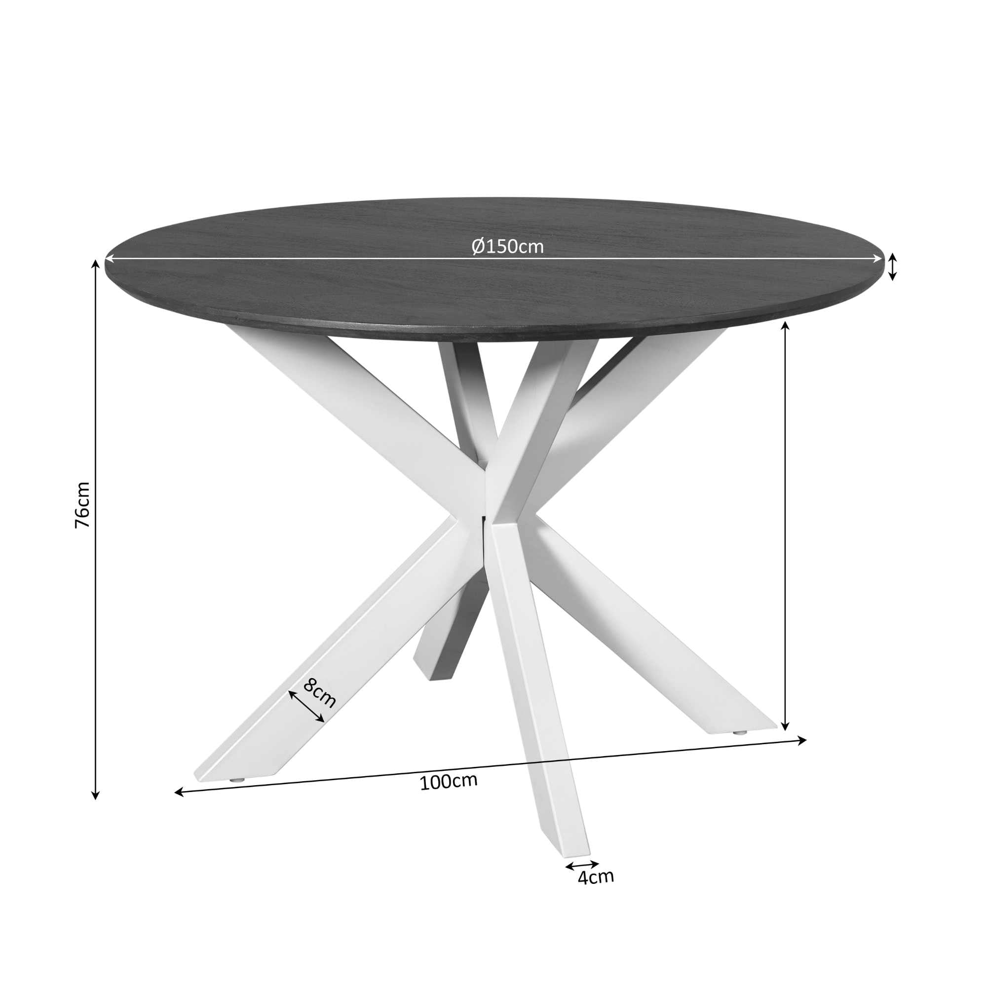 Esstisch Mandy Braun Ø130x76 cm – rund, modern & pflegeleicht – einladende Tischplatte & sandfarbenes Metallgestell