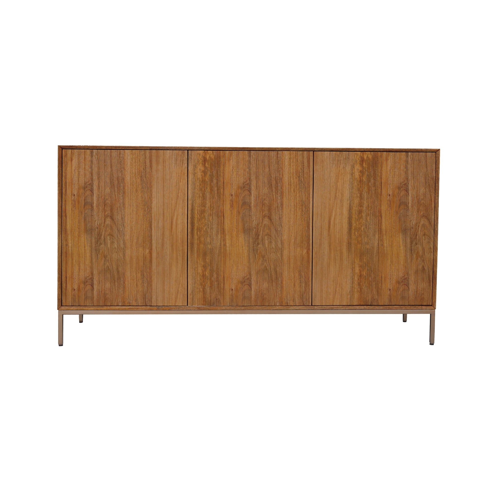 TV-Board Mandy 165x45x55 cm – Lowboard aus Mangoholz Natur mit 4 Türen & Push-to-Open-System