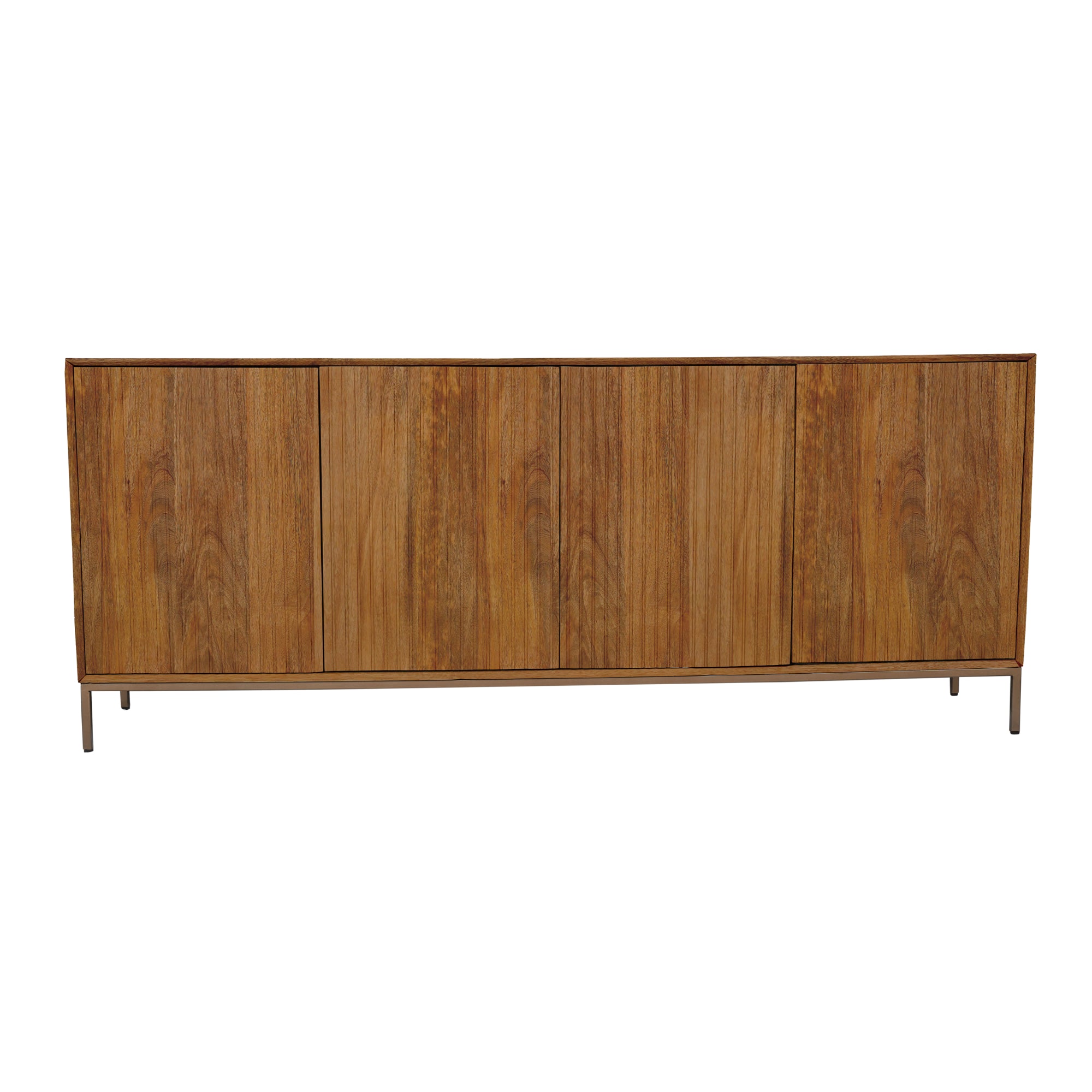 TV-Board Mandy 165x45x55 cm – Lowboard aus Mangoholz Natur mit 4 Türen & Push-to-Open-System