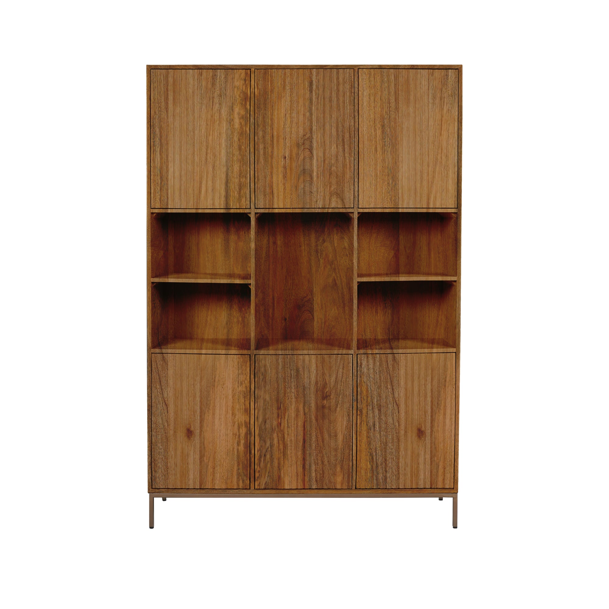 TV-Board Mandy 165x45x55 cm – Lowboard aus Mangoholz Natur mit 4 Türen & Push-to-Open-System