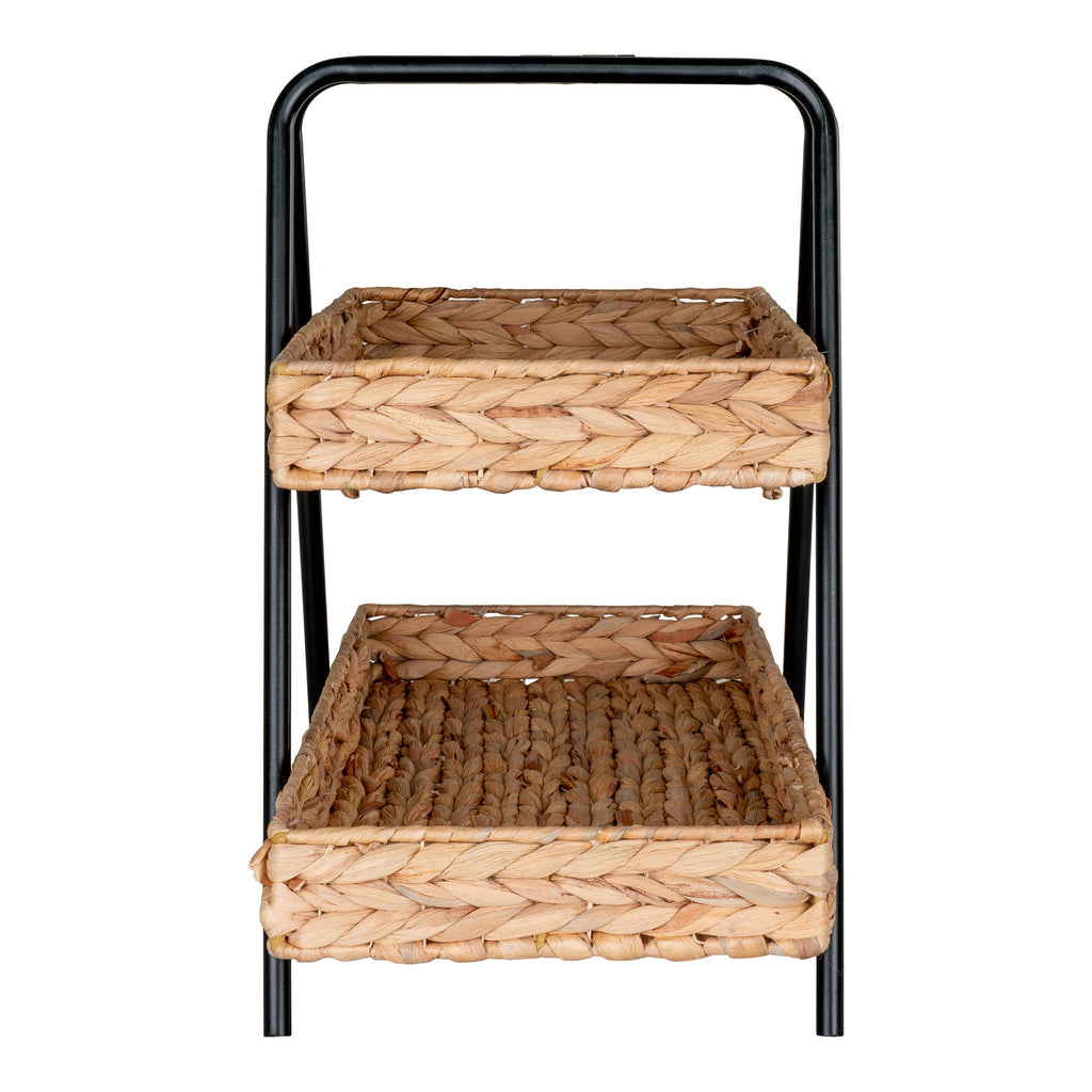 Alfaro Tablett - Tablett aus Wasserhyazinthe und Metall, Natur/Schwarz, 42x23x43,5 cm