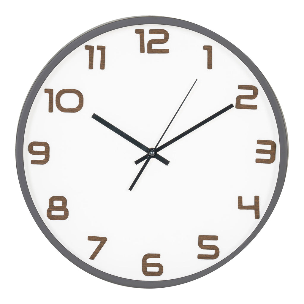 Greenwich Wanduhr - Wanduhr, grau, geräuschloses Uhrwerk, rund ø35 cm