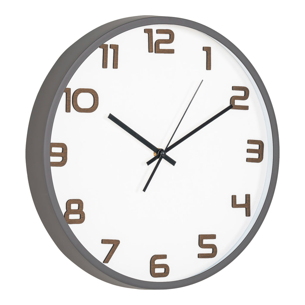 Greenwich Wanduhr - Wanduhr, grau, geräuschloses Uhrwerk, rund ø35 cm
