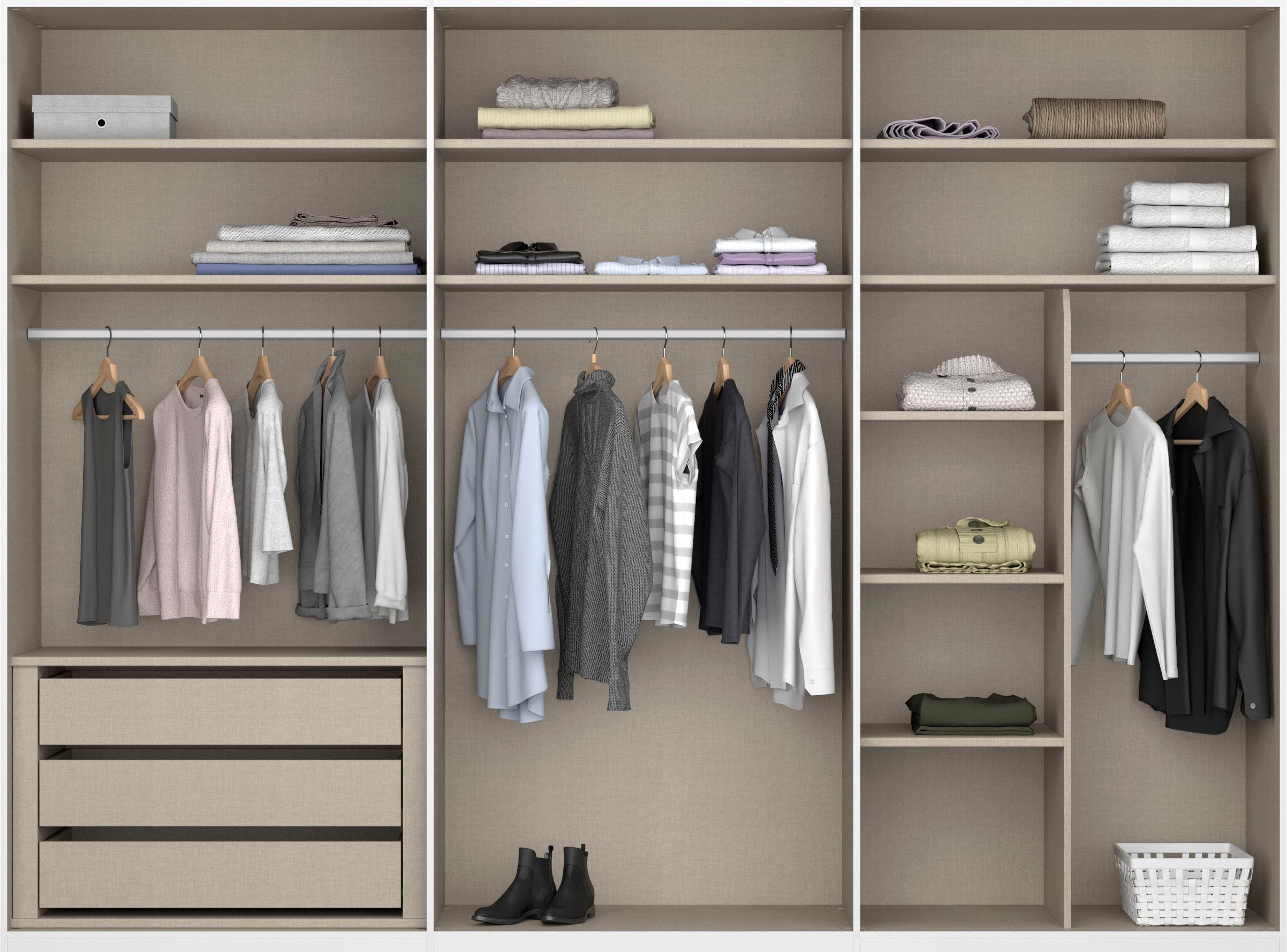 Kleiderschrank Monaco 6-Türig inkl. Zubehör 300cm Breit