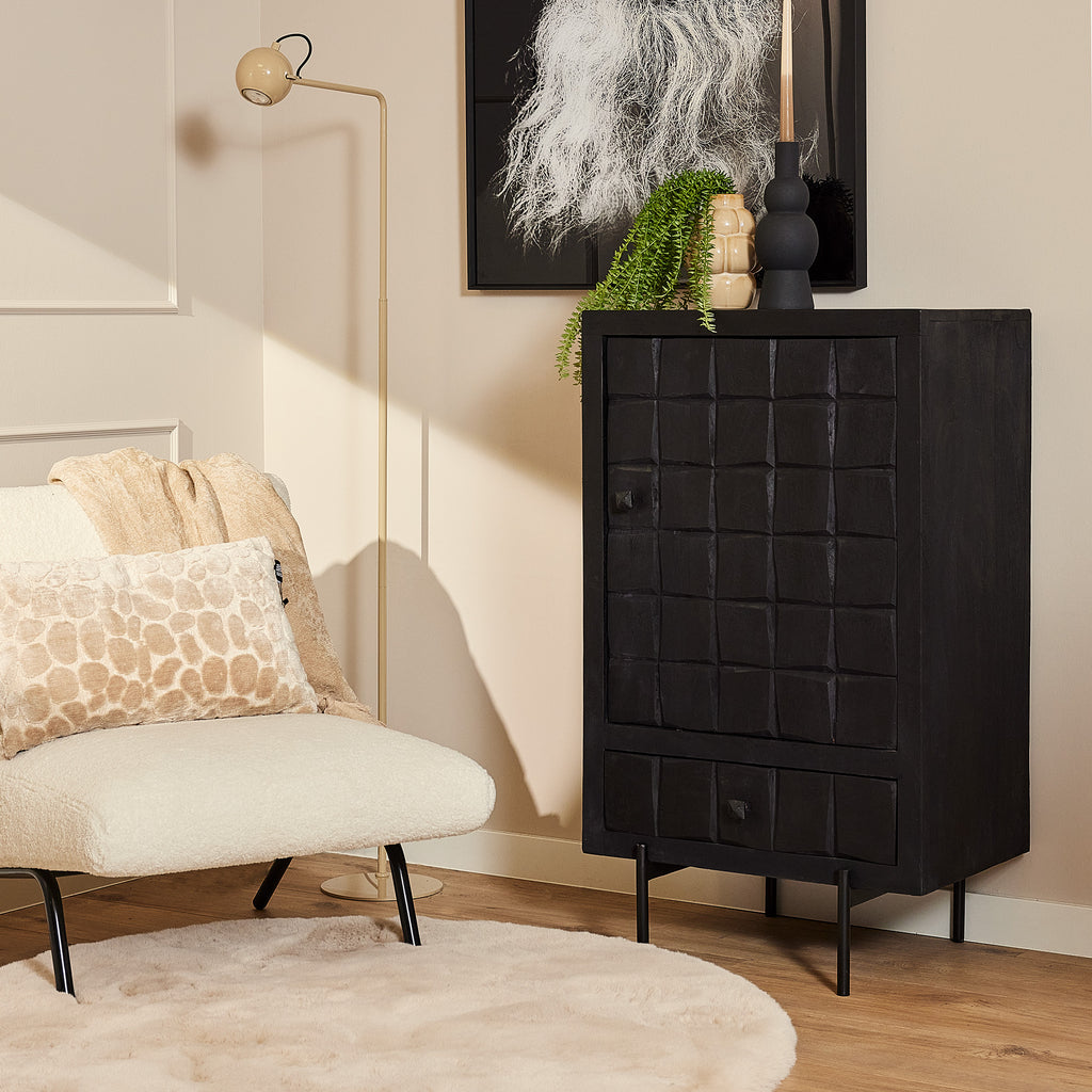 Sideboard Brandy Schwarz | 1 Tür 1 Schublade