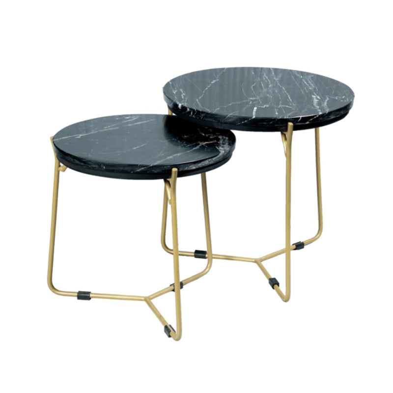 Couchtisch-Set Caly | Schwarzer Marmor 50-40 cm