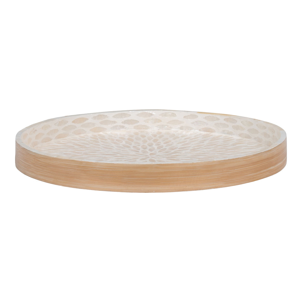Tablett - Tablett, Bambus/Kapiz, beige, 40x40x3,5 cm