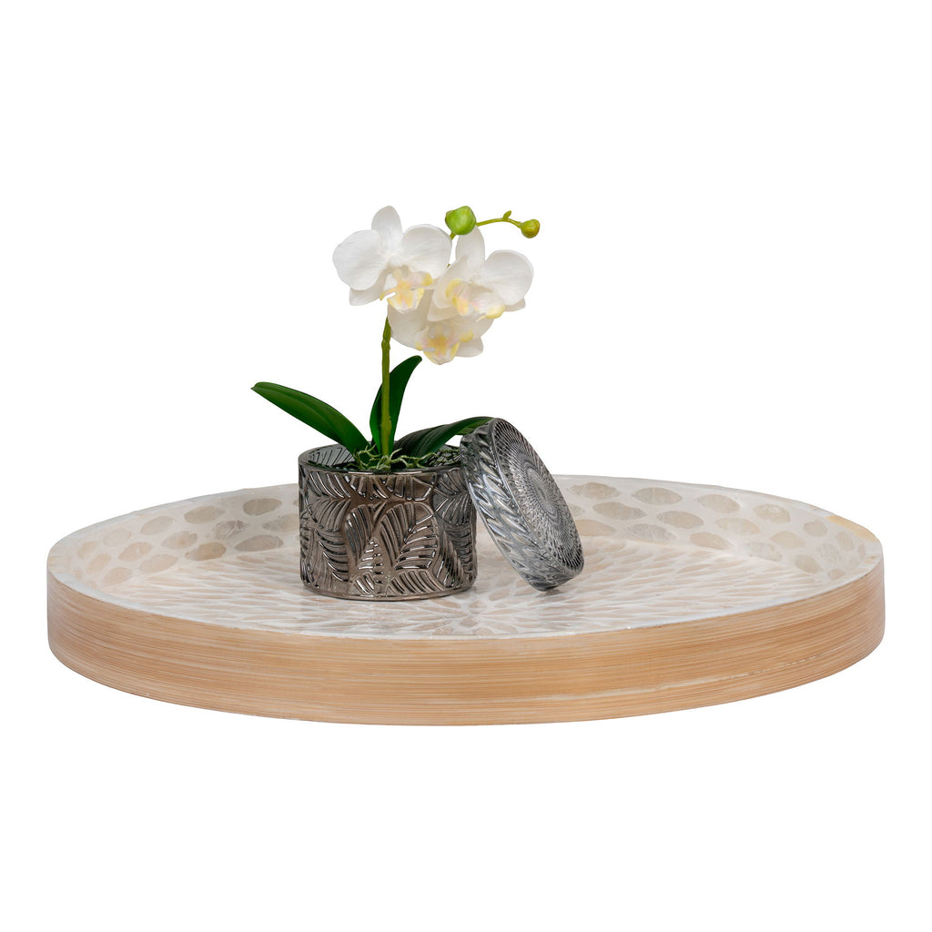 Tablett - Tablett, Bambus/Kapiz, beige, 40x40x3,5 cm