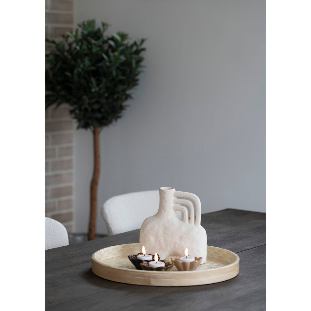 Tablett - Tablett, Bambus/Kapiz, beige, 40x40x3,5 cm