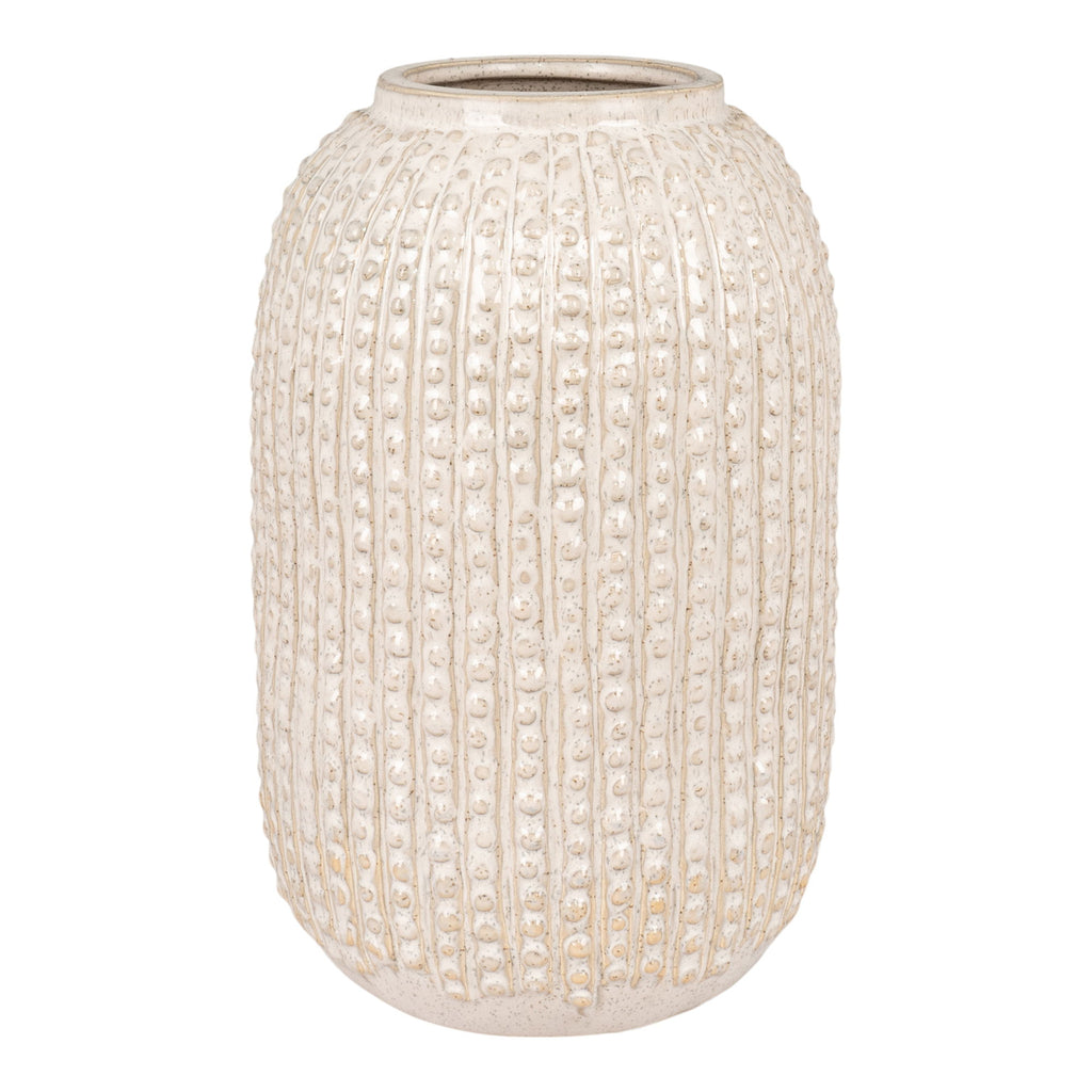 Vase - Vase aus Keramik, beige mit Muster, rund, Ø16x25,5 cm