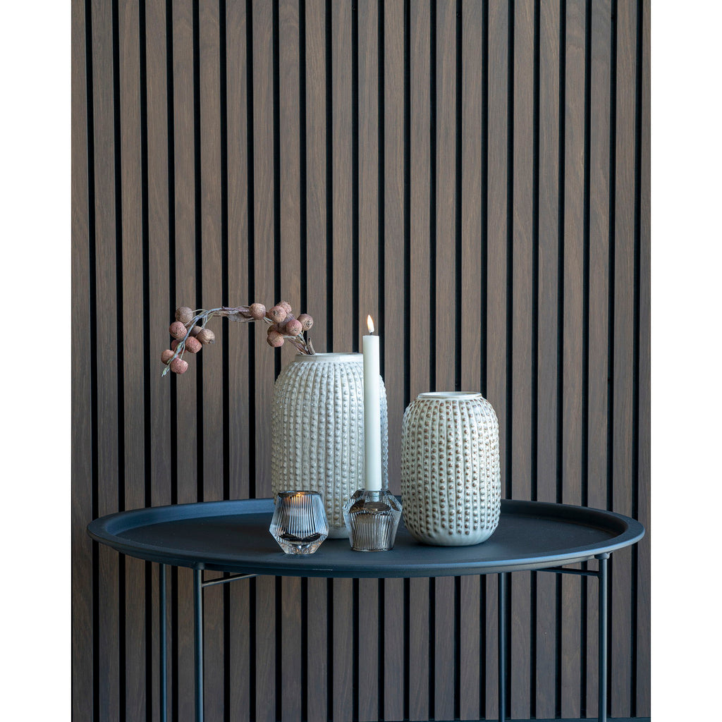 Vase - Vase aus Keramik, beige mit Muster, rund, Ø16x25,5 cm