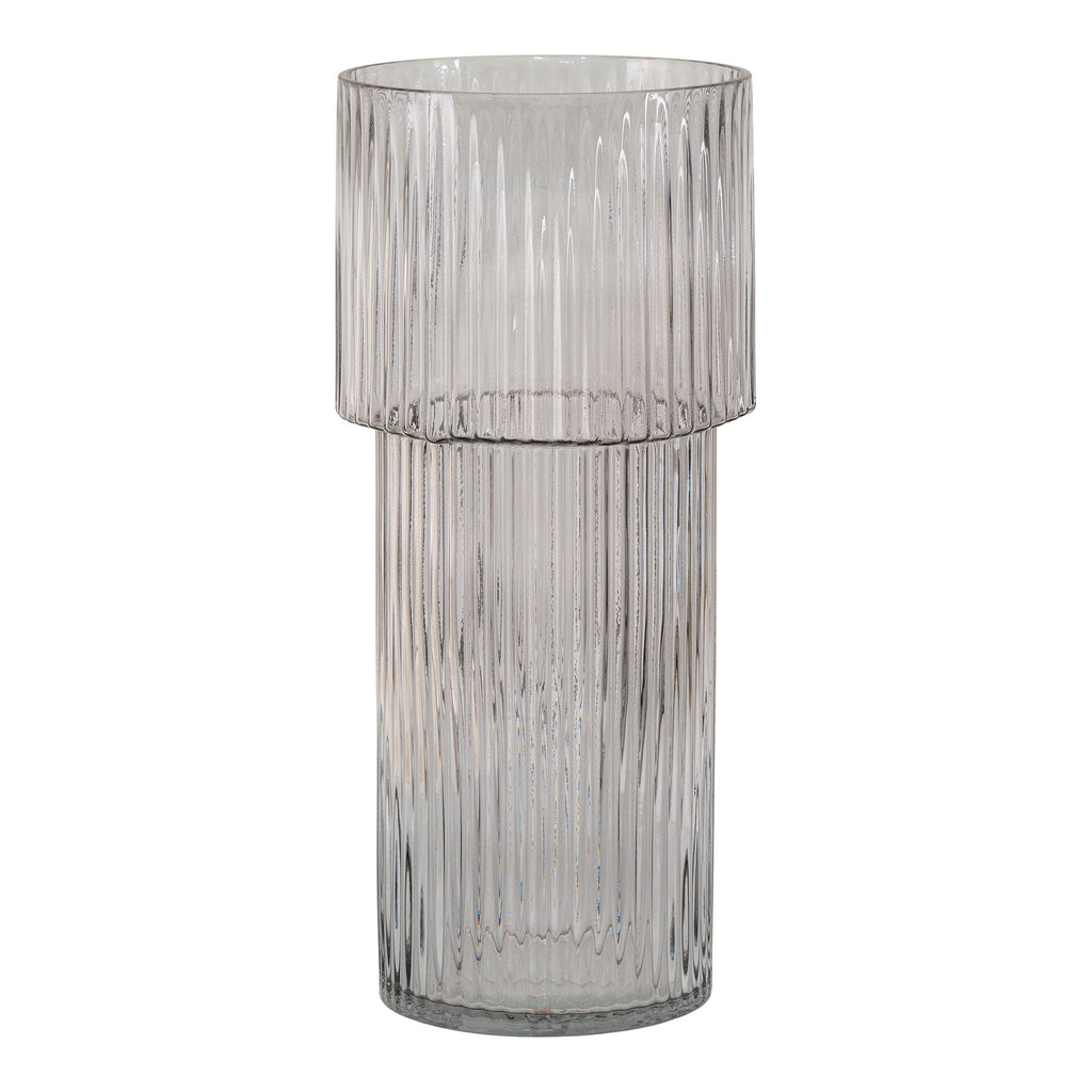 Vase - Vase aus mundgeblasenem Glas, klar, rund, Ø17,5x40 cm