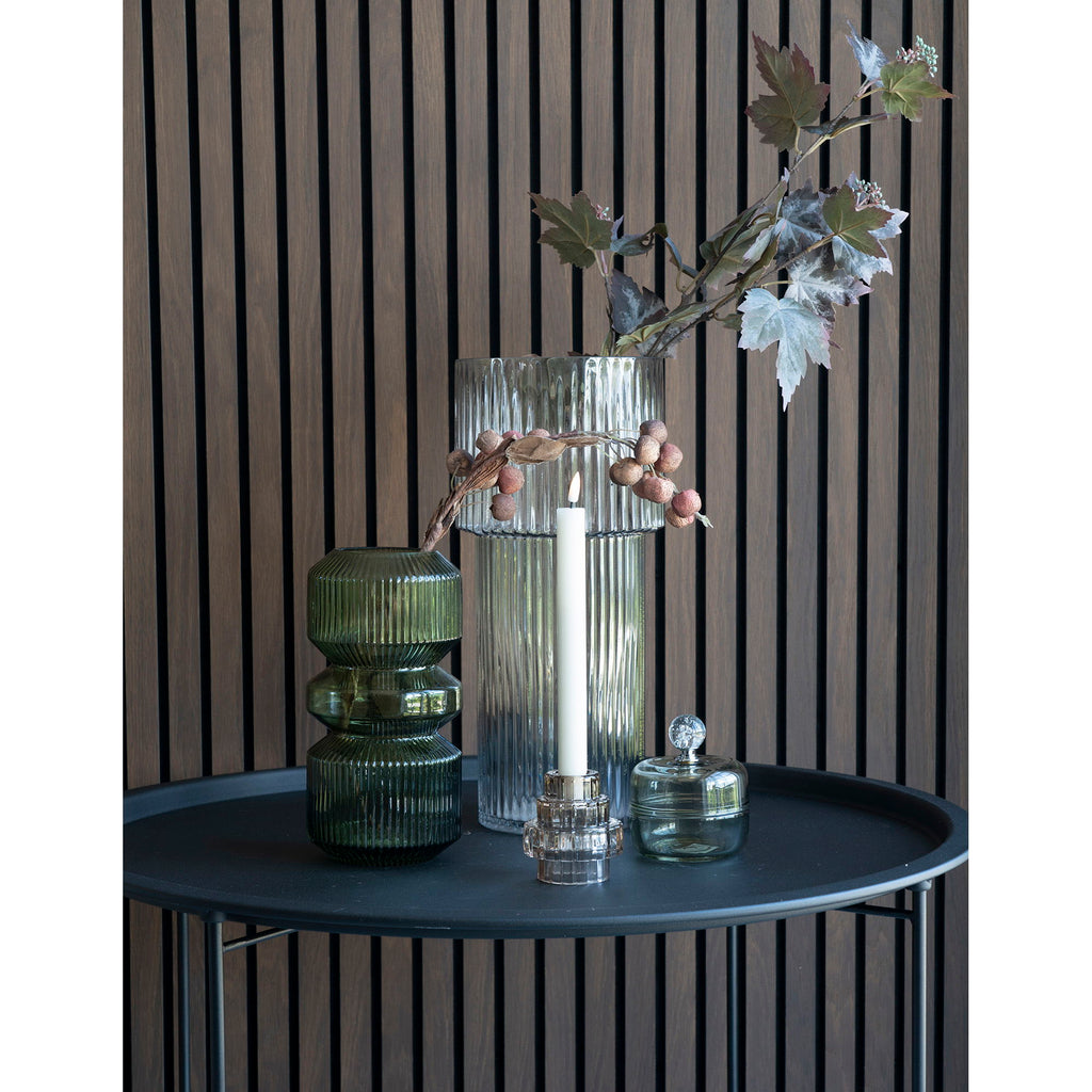 Vase - Vase aus mundgeblasenem Glas, klar, rund, Ø17,5x40 cm