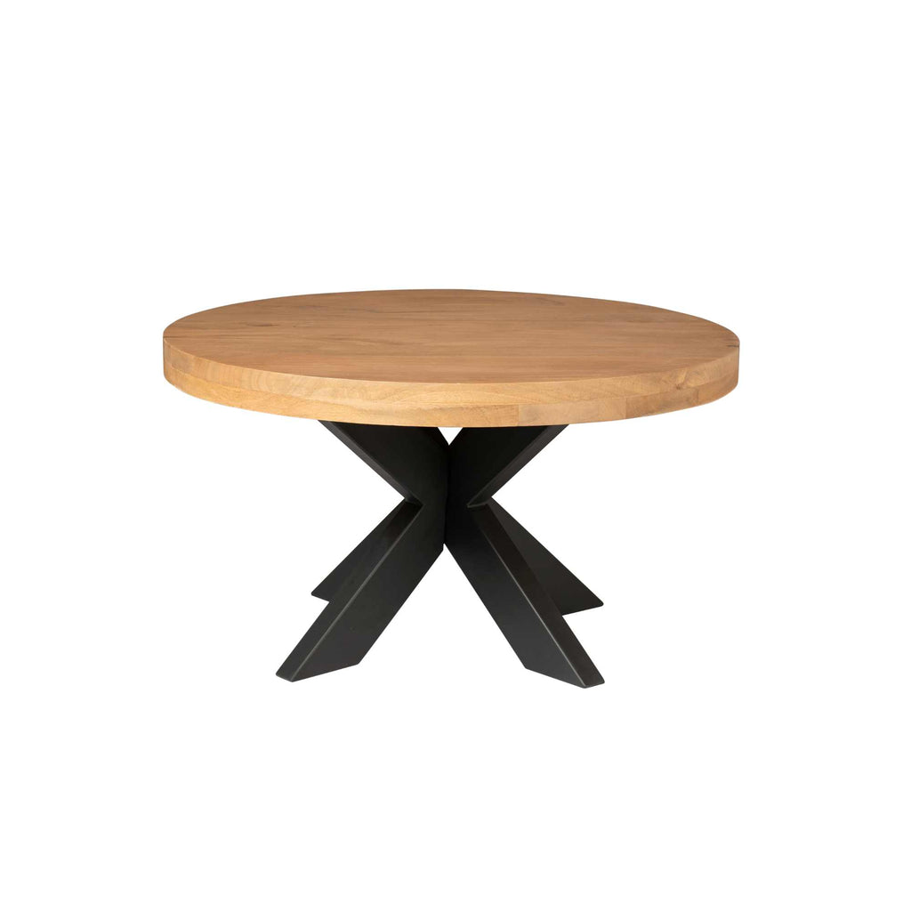 Couchtisch Delta Rund – Mangoholz & Metall, 80 cm