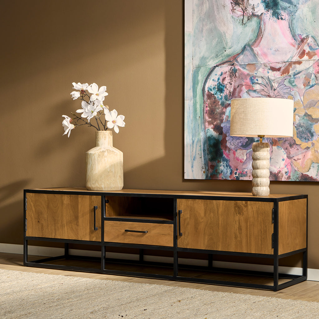 Tv-Schrank Denver | Mangoholz und Stahl | 180 cm
