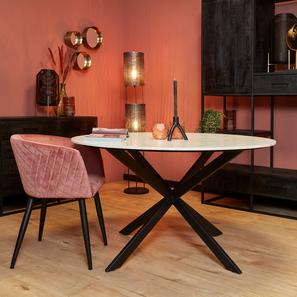Esszimmer-Tisch Lynn | Rund | Weißes Marmor | 130 CM