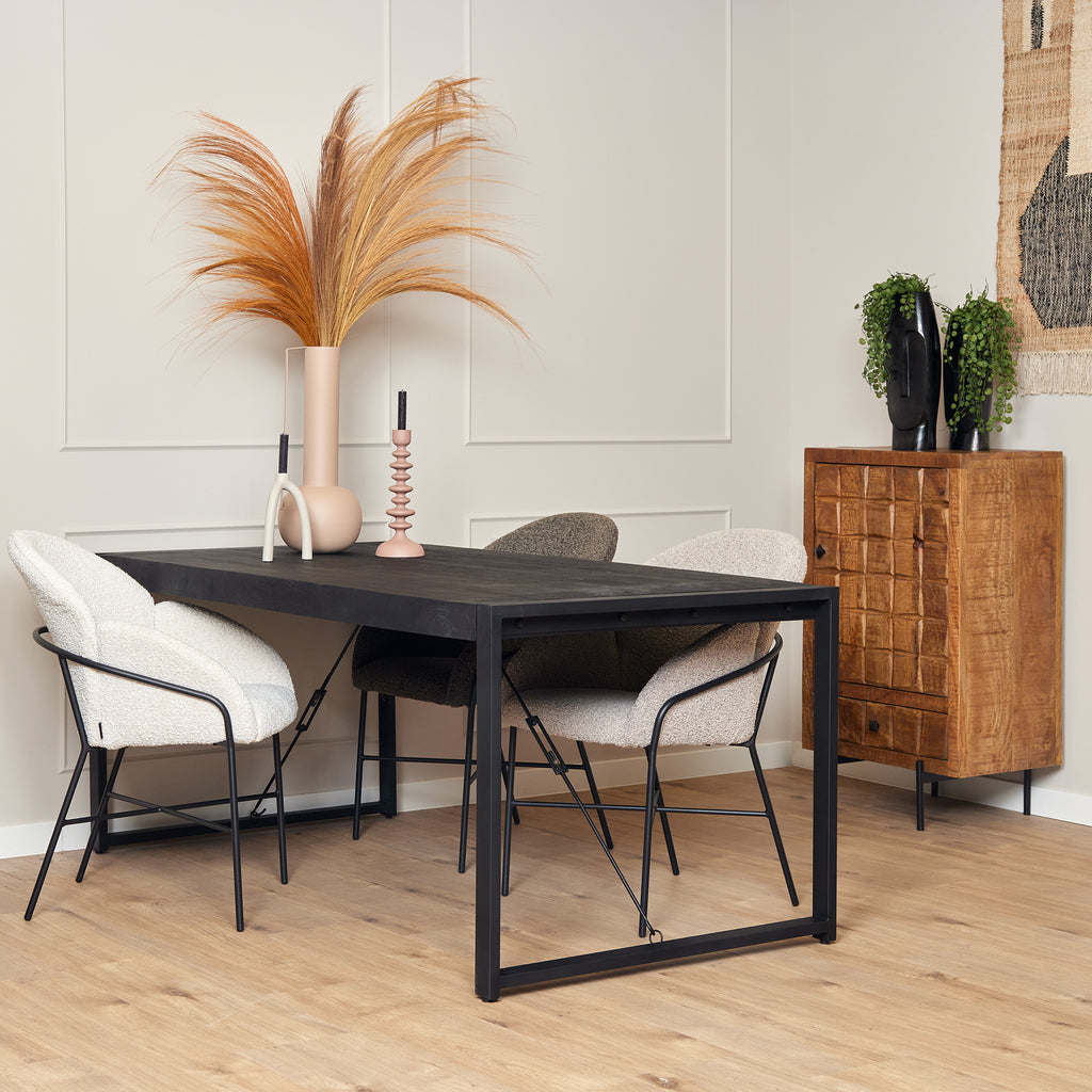 Esstisch Bori Schwarz – Rechteckiger Tisch aus Mangoholz & Metall, 220 x 90 x 76 cm