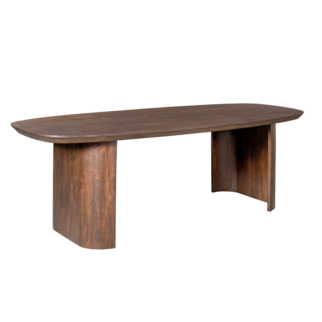 Esstisch Lunero Braun – Massivholz-Tisch aus Mangoholz mit halbrunden Beinen, 240 x 100 x 76 cm
