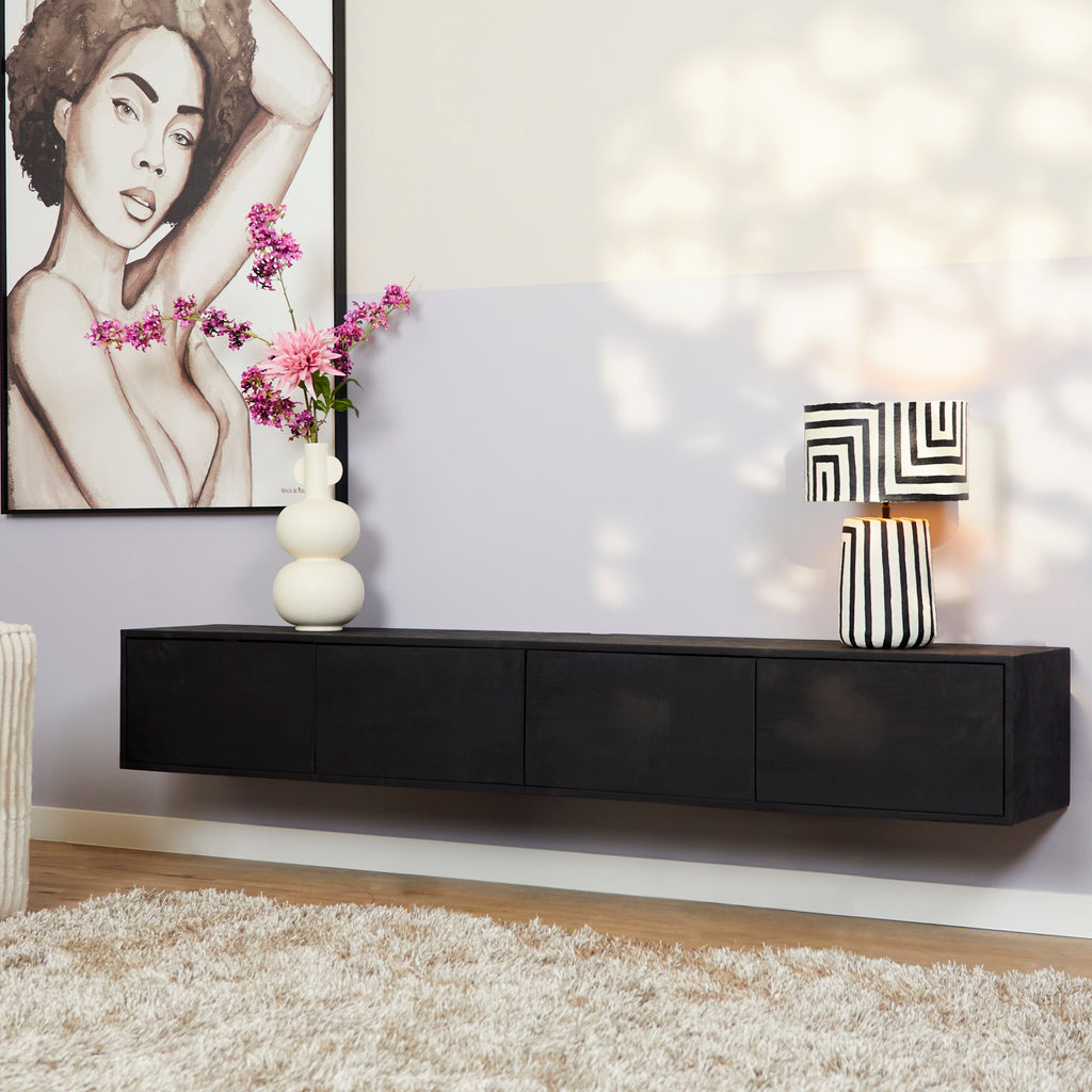 Schwebendes TV-Möbel Vision Schwarz | 200 cm