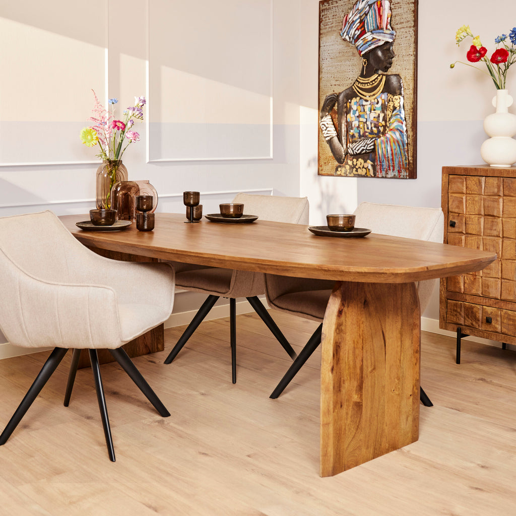 Esstisch TeTey aus massivem Mangoholz – extra großer Holztisch 300 cm für stilvolle Dinner & gesellige Abende