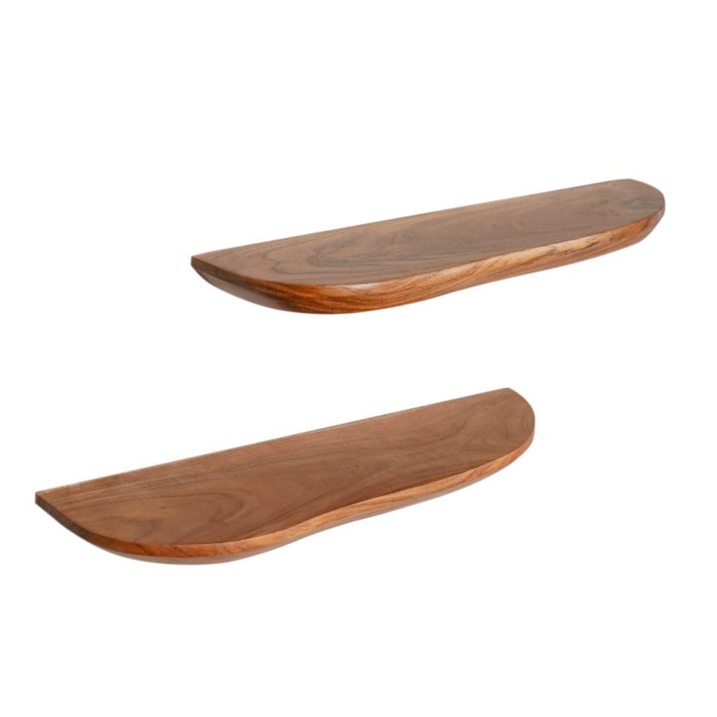 Wandregal TreeLine – 2er-Set Wandboard aus Akazienholz, Natur Finish, 60 x 20 x 4 cm