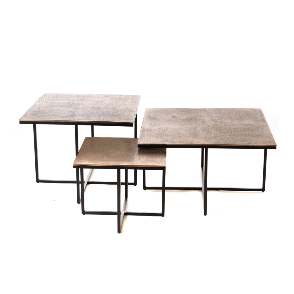 Couchtisch-Set Joelle – 3er-Set Aluminium mit Metallgestell, modern & vielseitig, 70/60/44 cm