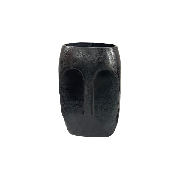 Vase Grace Schwarz Groß – Aluminiumvase mit oxidierter Oberfläche, 20 x 17 x 30 cm