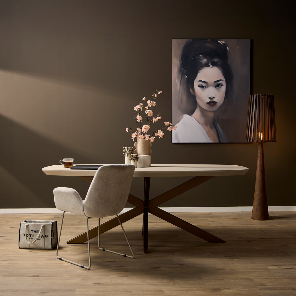 Esstisch Mandy Sand – Rechteckiger Mangoholztisch 160 x 90 x 76 cm mit bronzefarbenem Gestell