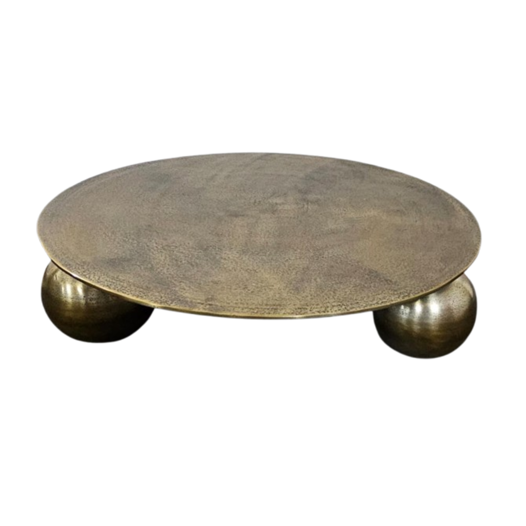 Couchtisch Ziva 90x90x23 cm – Aluminium in Gold mit einzigartigen Design-Beinen
