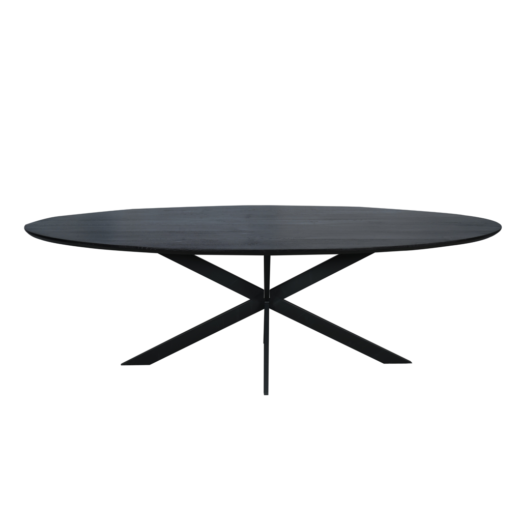 Esstisch Ferris Schwarz – FSC-zertifizierter Massivholztisch mit Gestell, 240 x 110 x 76 cm
