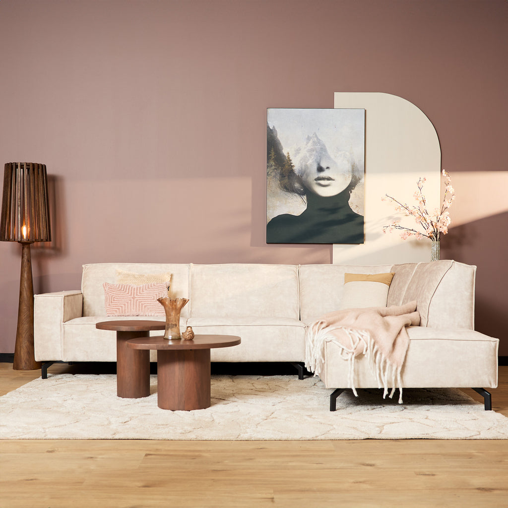Ecksofa Famous&Glamor Beige 285x210x82 cm – MeinLieblingsplatz Sofa mit Recamiere rechts, Luxus & Komfort