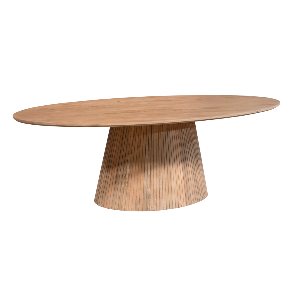 Esstisch Solana – ovaler Tisch aus Mangoholz mit Lattenmuster-Beinen, modern & zeitlos, 210 x 110 x 76 cm