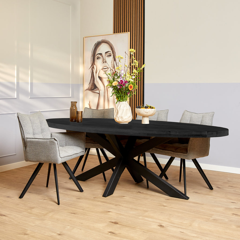 Esszimmer Tisch Denver Schwarz | Oval | 210 cm