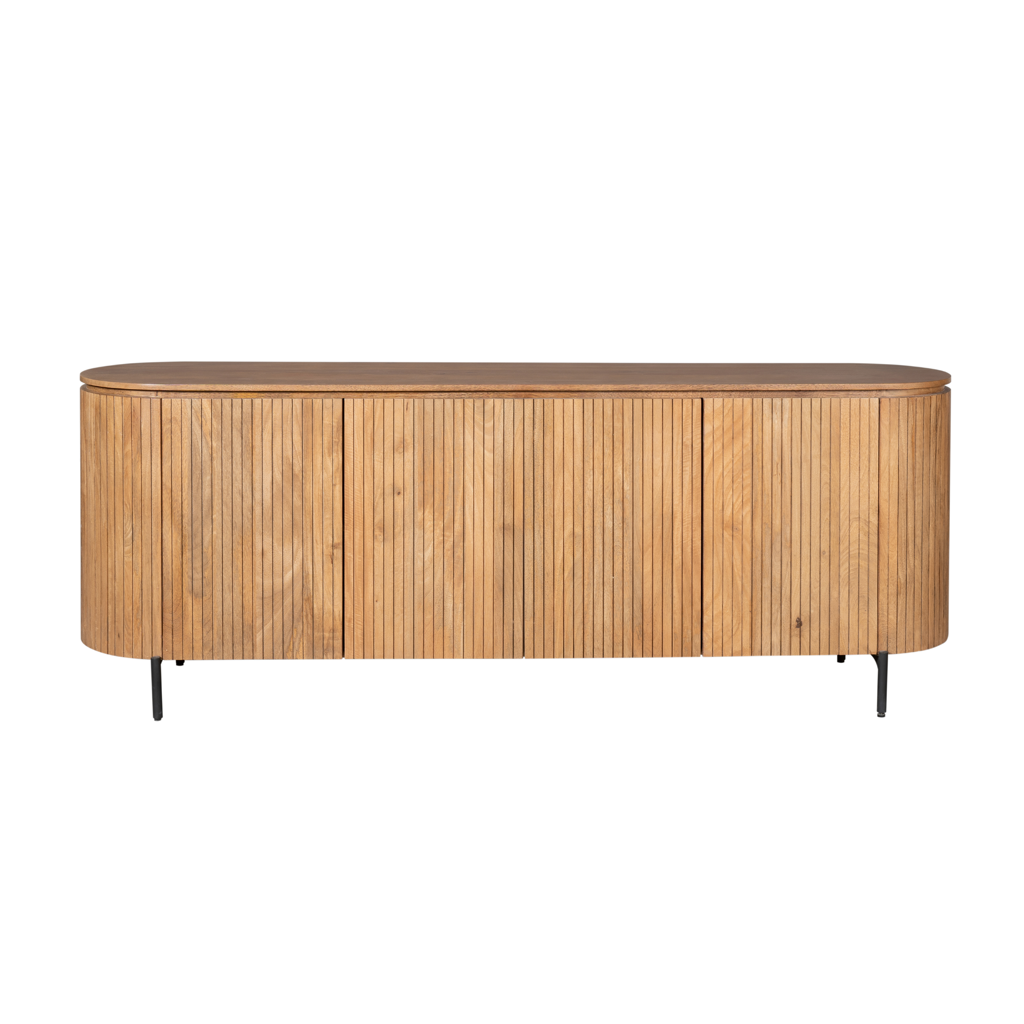 Sideboard Sole Natur 210x45x90 cm – moderne Mangoholz Kommode mit Lamellenfront & viel Stauraum