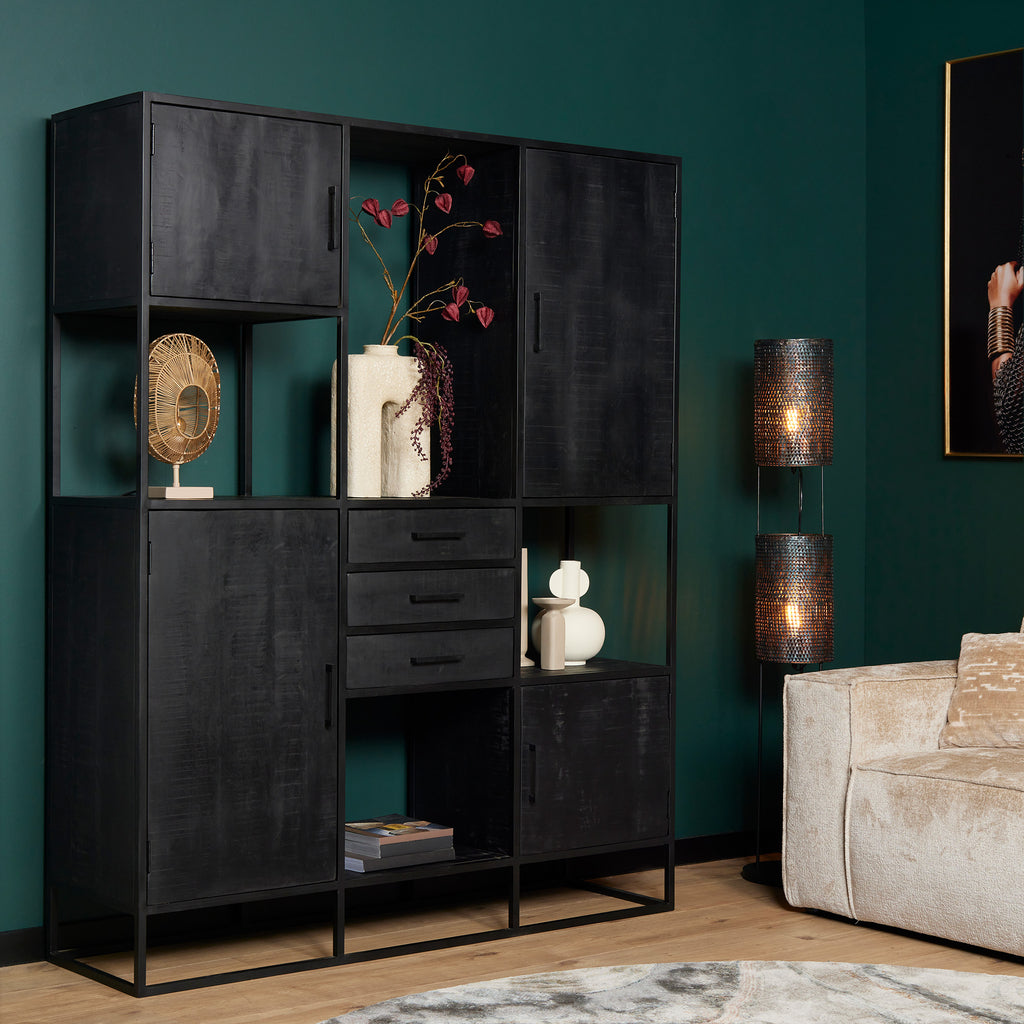 Schrank Delta Supreme XXL – Mangoholz Schwarz, 160 x 45 x 200 cm
