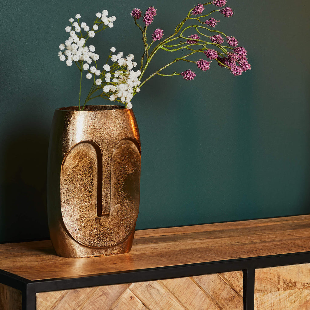 Vase Grace Antik Gold – Aluminium mit edlem Finish, 20 x 17 x 30 c