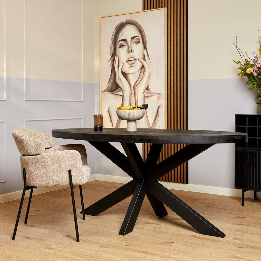 Esszimmer-Tisch Denver Schwarz | Oval | 160 cm