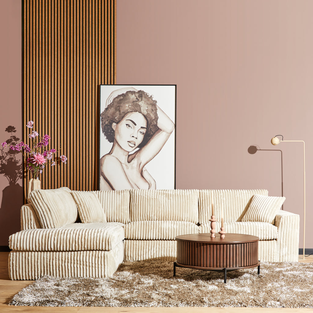 Ecksofa Teddy – Cord Eckcouch in L-Form mit Nosag-Federung & Kaltschaum, Buchenholzrahmen, MeinLieblingsplatz by BENEDO, 271 × 199 × 87 cm