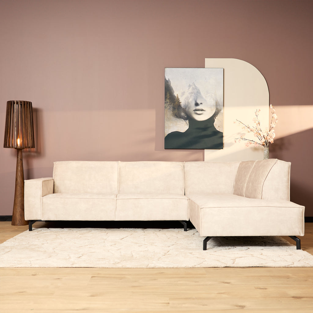 Ecksofa Famous&Glamor Beige 285x210x82 cm – MeinLieblingsplatz Sofa mit Recamiere rechts, Luxus & Komfort