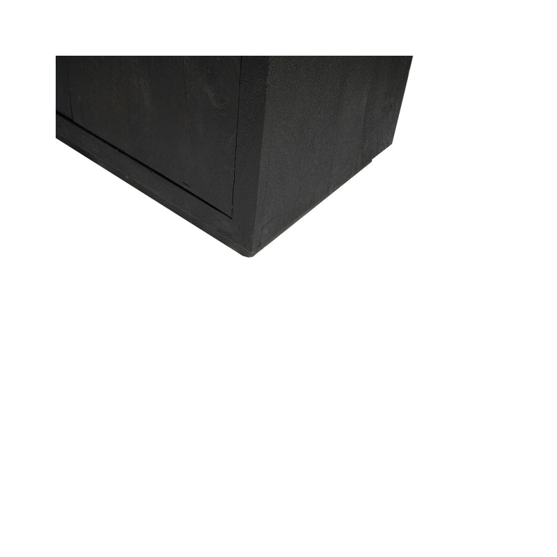 Bücherregal Bali Schwarz – Mangoholz mit modernem Design, 5 offene Fächer & 2 Türen mit Push-to-Open, 90 x 45 x 200 cm