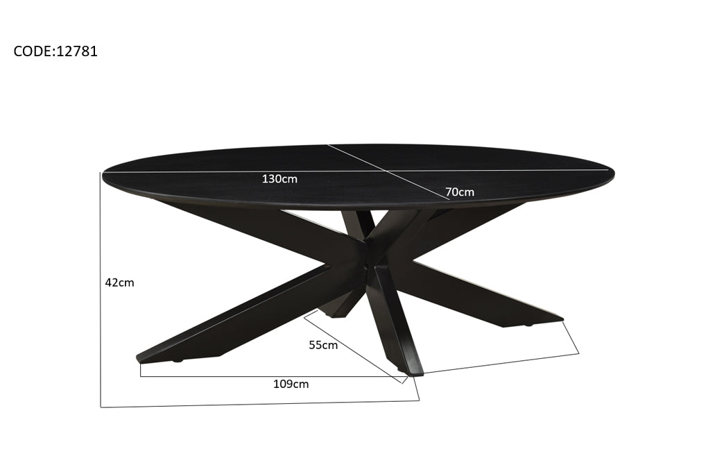 Oslo Oval Black130 cm