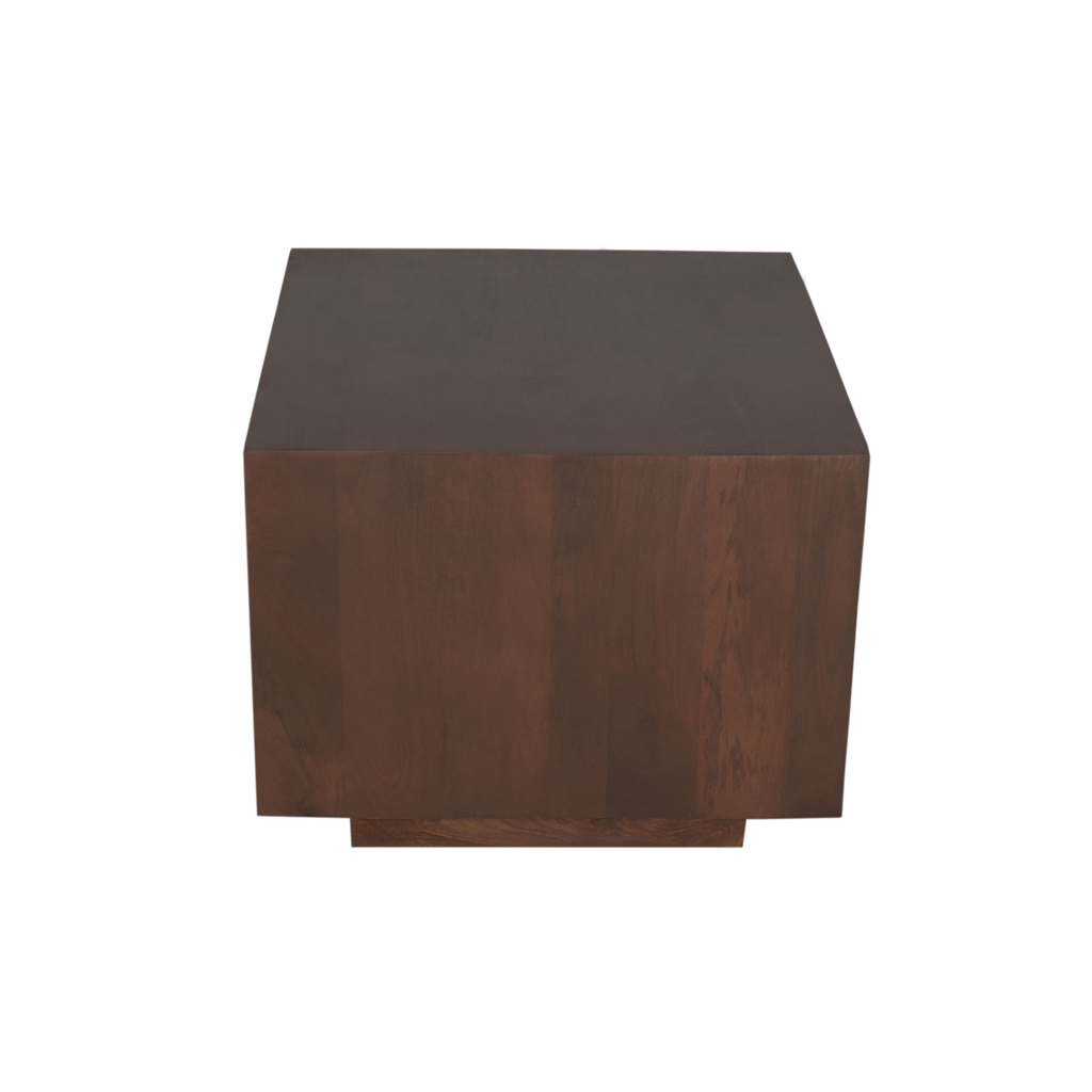 Couchtisch Enzo Walnuss – Massives Mangoholz, rundes Design mit 3 Beinen, 37x37x41 cm