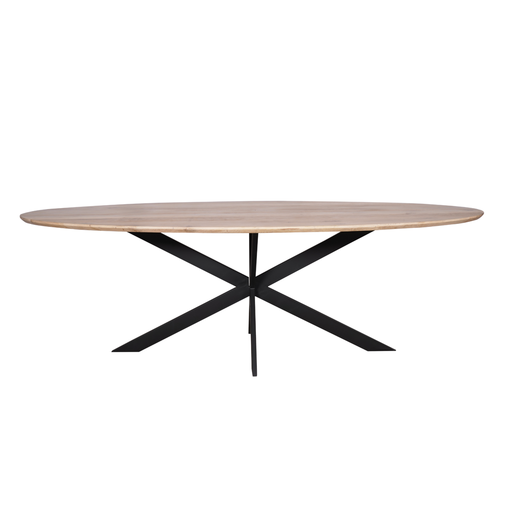 Esstisch Evoque 210x100 cm – FSC Eiche natur, elegante Tischplatte mit Abschrägung & modernes Gestell