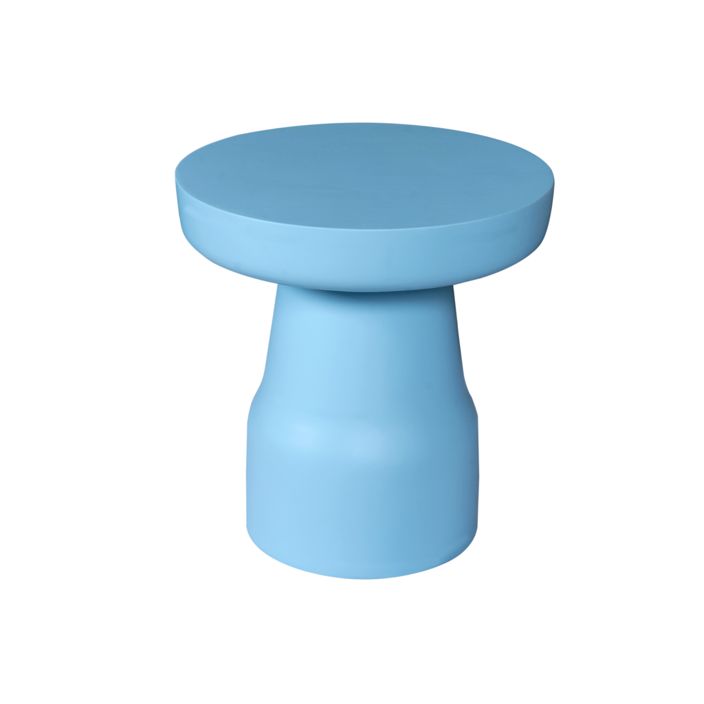 Beistelltisch Drum 40x40x42 cm – runder Mango-Holztisch mit blauem Finish