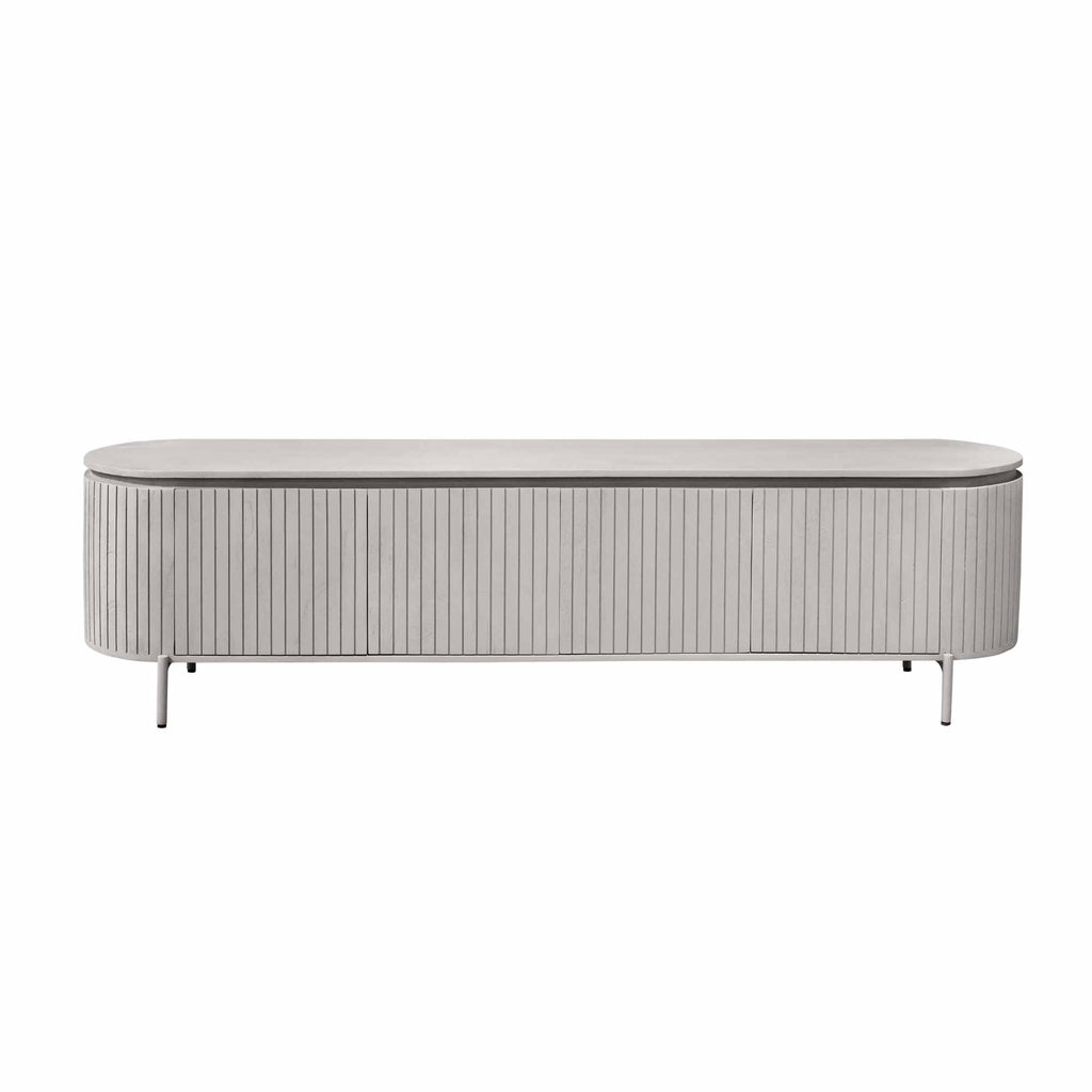 TV-Board Sole – Modernes Lowboard mit vertikalen Lamellen & Stauraum, 210 x 45 x 55 cm