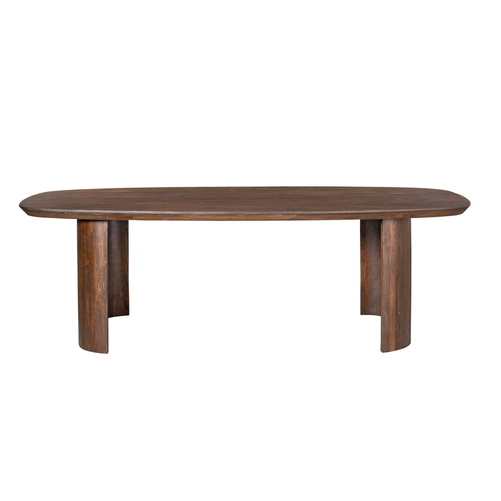 Esstisch Lunero Braun – Massivholz-Tisch aus Mangoholz mit halbrunden Beinen, 240 x 100 x 76 cm