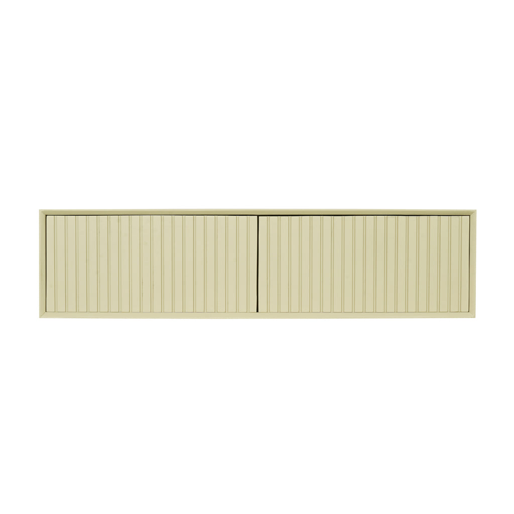 Schwebendes TV-Board Mandy Sand – Mangoholz mit Lattenmuster, 120 x 35 x 30 cm, modernes Design & luftige Eleganz fürs Wohnzimmer